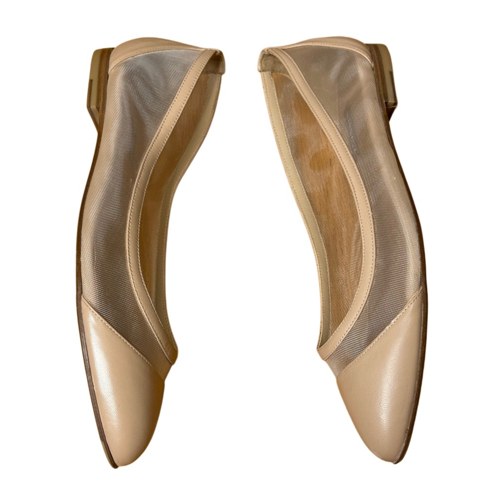 Margaux Beige Mesh Pointed-Toe Flats - Picture 4 of 9